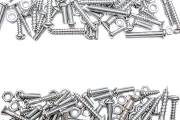 Collection Of Iron Screws, Wood Screws and Bolts With A Free Line For Text In The Middle