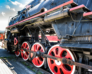 Vintage locomotive with steam engine 