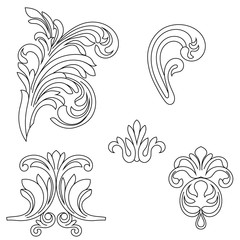 Vintage baroque ornament, corner. Retro pattern antique style acanthus. Decorative design element filigree calligraphy vector. - stock vector