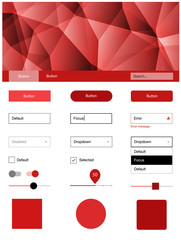 Light Red vector design ui kit with mosaic.