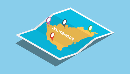 nicaragua explore maps with isometric style and pin location tag on top