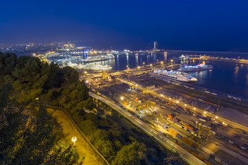 Fototapeta na wymiar port of Barcelona. night city view, Spain