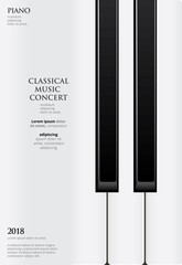 Naklejka premium Music Grand Piano Poster Background Template Vector illustration