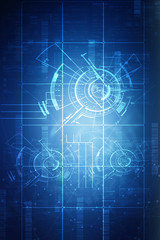Naklejka premium 2d illustration Abstract futuristic electronic circuit technology background