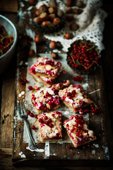 red currants and hazelnuts bars .style rustic