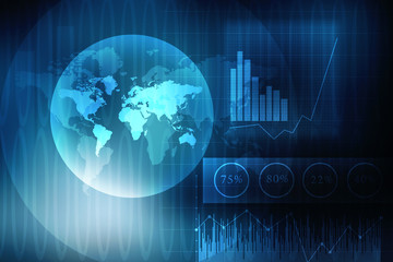 2d rendering Stock market online business concept. business Graph 