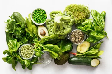 Fotobehang raw healthy food clean eating vegetables grain products source protein vegetarians © kucherav