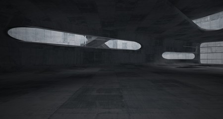 Empty dark abstract concrete smooth interior . Architectural background. 3D illustration and rendering