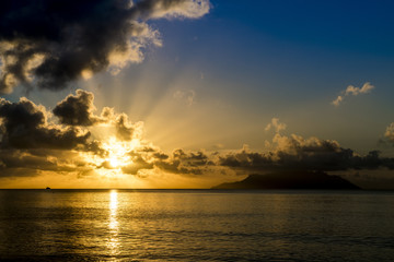 sunset at seychelles beau vallon beach