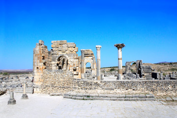 View of the Basilica in Volubilis, Morocco