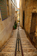 Narrow steps in Lisbon Portugal
