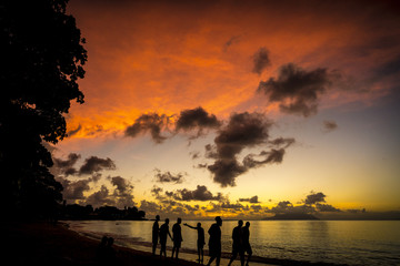 friends the beach at sunset seychelles beau vallon