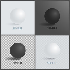 Sphere Geometric 3D Shapes in Black and White Set