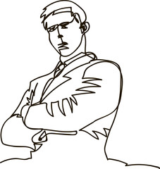 Businessman with crossed arms. Continuous line drawing