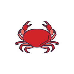 Crab icon, cartoon style