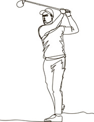 Golf player. Continuous line art