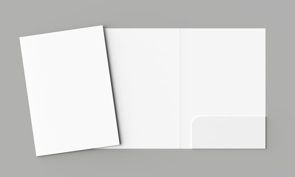 A4 size single pocket reinforced folder mock up isolated on gray background. 3D illustration.