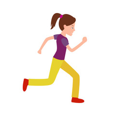 Fototapeta na wymiar Girl Jogging Vector Teenager in Sport Apparel