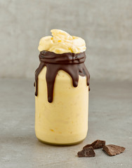 dessert of frozen mango and ice cream