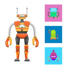 Cute Humanoid Robot, Colorful Vector Illustration