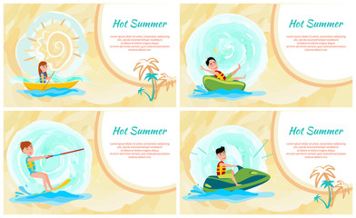 Hot Summer Banner, Colorful Vector Illustration