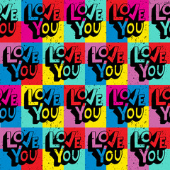 Love You. Hand lettering pattern.