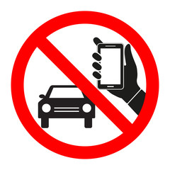 sign prohibited talking on the phone while driving a car