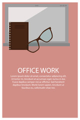 Office Work Poster and Text Vector Illustration