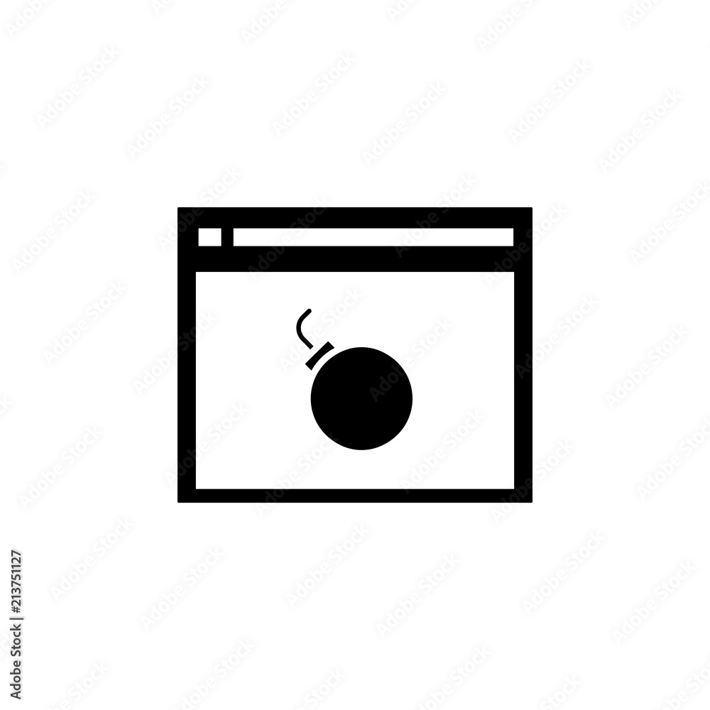 Poster bomb in the browser icon. element of cybersecurity icon for mobile concept and web apps. glyph style