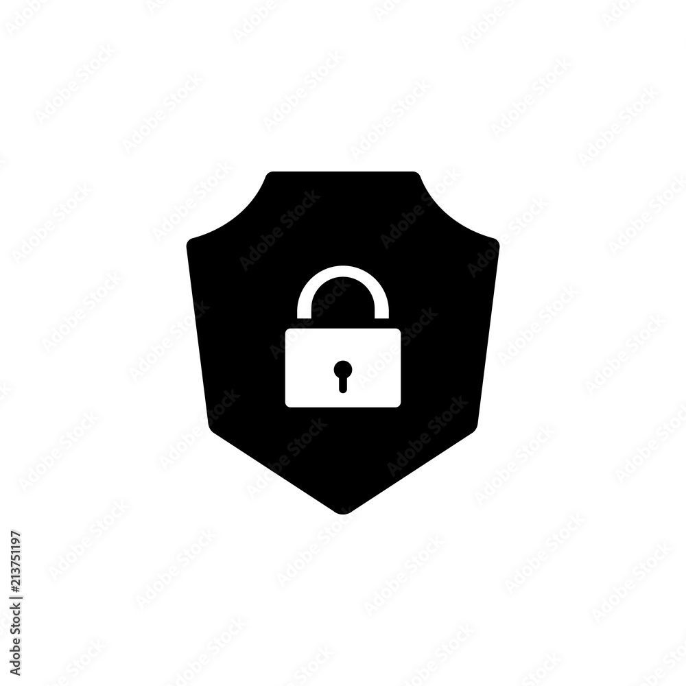 Poster shield and lock icon. element of cybersecurity icon for mobile concept and web apps. glyph style shi