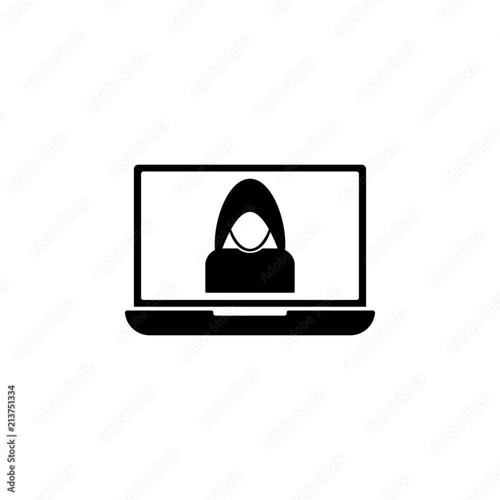 Poster hacker on the computer icon. element of cybersecurity icon for mobile concept and web apps. glyph st