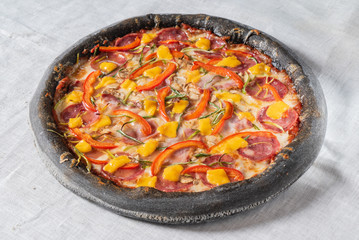 black pizza in the cafe