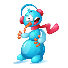 Funny, cute, cartoon snowman illustration Vector eps 10