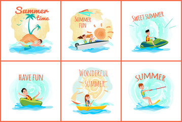 Summer Time Posters Collection Vector Illustration