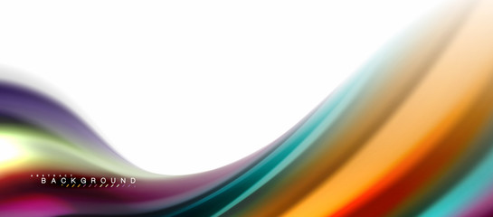 Fluid liquid mixing colors concept on light grey background, curve flow, trendy abstract layout template for business or technology presentation or web brochure cover, wallpaper