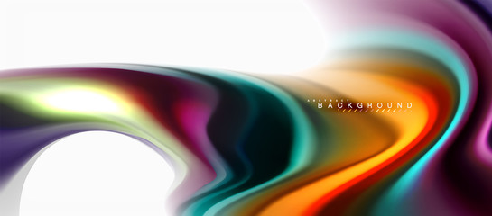 Fluid liquid mixing colors concept on light grey background, curve flow, trendy abstract layout template for business or technology presentation or web brochure cover, wallpaper