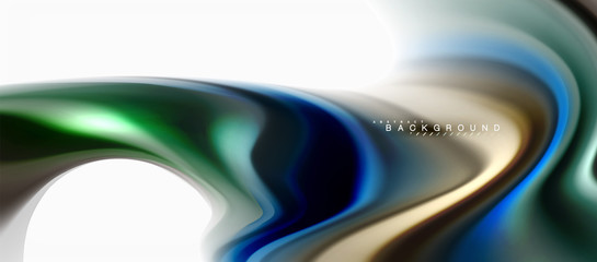 Fluid liquid mixing colors concept on light grey background, curve flow, trendy abstract layout template for business or technology presentation or web brochure cover, wallpaper