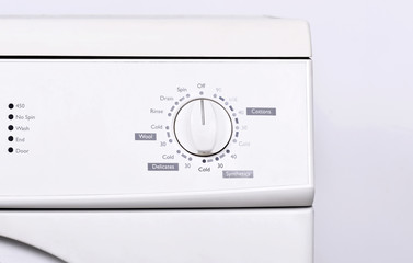 Close up view of instrument panel on washing machine