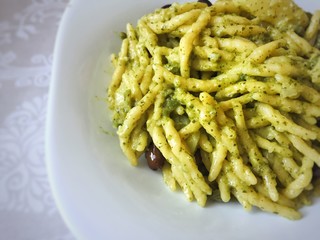 trofie with italian pesto sauce