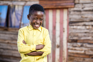 Black boy with a naughty smile on his face