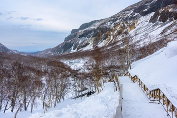 Fototapeta na wymiar snow-covered landscape in Changbai Mountain, China