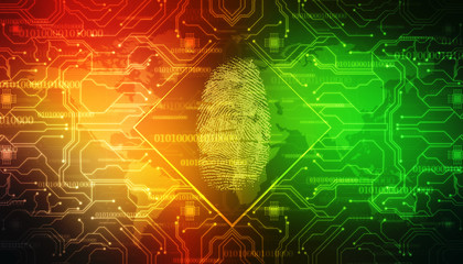 Security concept: fingerprint Scanning on digital screen. cyber security Concept.