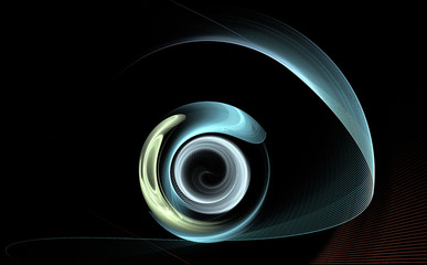 Fractal abstraction. Abstract form - circles and strokes. Eye, lens, eyepiece. Science, business, technology