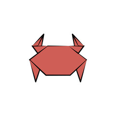 crab colored origami style icon. Element of animals icon. Made of paper in origami technique vector Illustration crab icon can be used for web and mobile