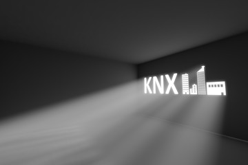 Fototapeta na wymiar KNX rays volume light concept 3d illustration