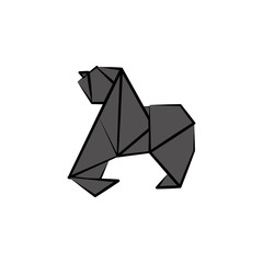 gorilla colored origami style icon. Element of animals icon. Made of paper in origami technique vector Illustration gorilla icon can be used for web and mobile