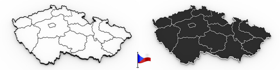 Detailed map of Czech republic with national regions