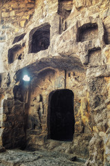 Longmen Grottoes ( Dragon's Gate Grottoes) or Longmen Caves.UNESCO World Heritage of tens of...