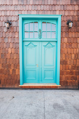 Blue wooden door