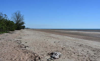 Lee Point beach at low tide. Lee Point in the  northern suburb of the city of Darwin, Northern Territory, Australia is a well-developed picnic and recreation area.